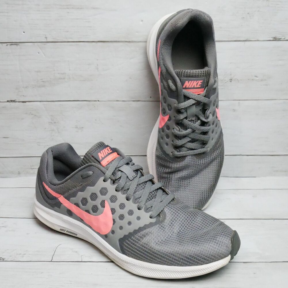 Nike Womens Size 9 Downshifter 7 Gray Lava Glow Pink Sneakers Running Shoes READ